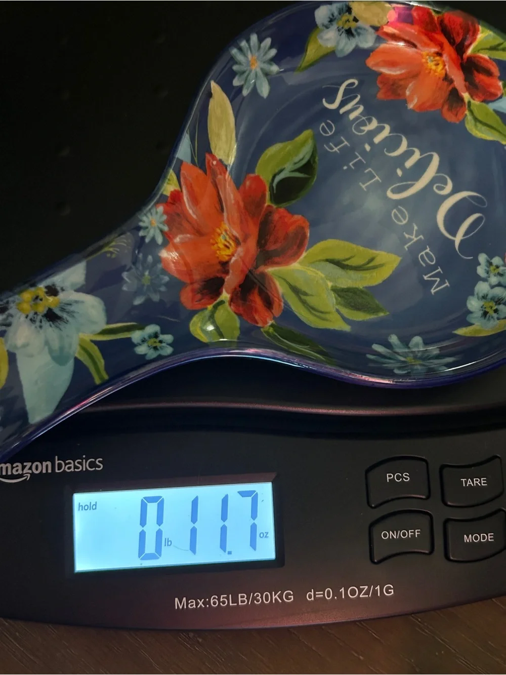 The Pioneer Woman Ceramic Spring Bouquet Floral Spoon Rest, Make Life Delicious